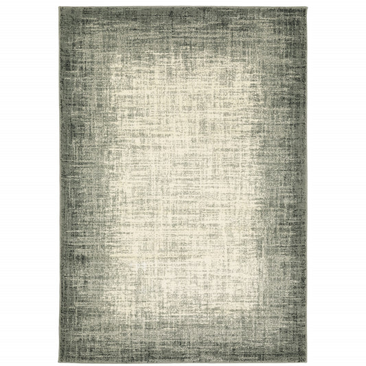 4' X 6' Grey Beige And Blue Power Loom Stain Resistant Area Rug
