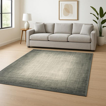 10' X 13' Grey Beige And Blue Power Loom Stain Resistant Area Rug