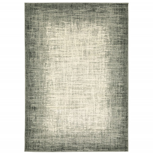10' X 13' Grey Beige And Blue Power Loom Stain Resistant Area Rug