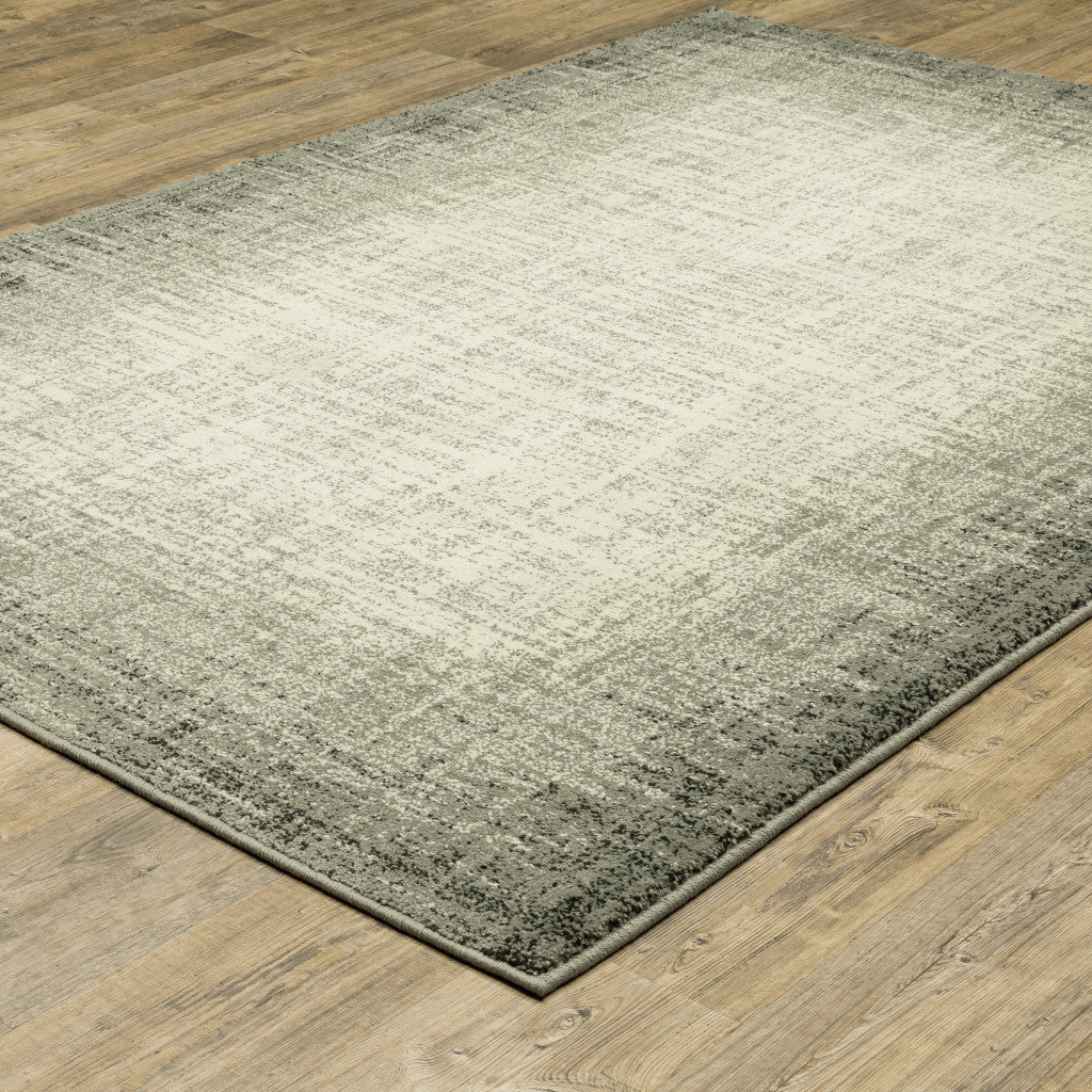 10' X 13' Grey Beige And Blue Power Loom Stain Resistant Area Rug