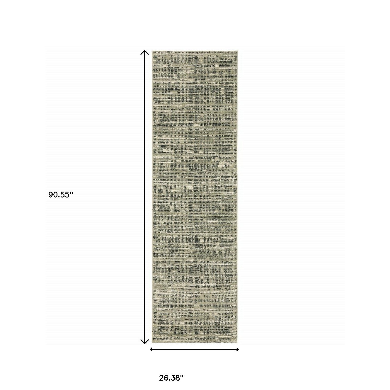 2' X 8' Beige Grey Ivory And Sage Blue Geometric Power Loom Stain Resistant Runner Rug