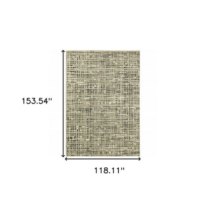10' X 13' Beige And Gray Geometric Distressed Area Rug