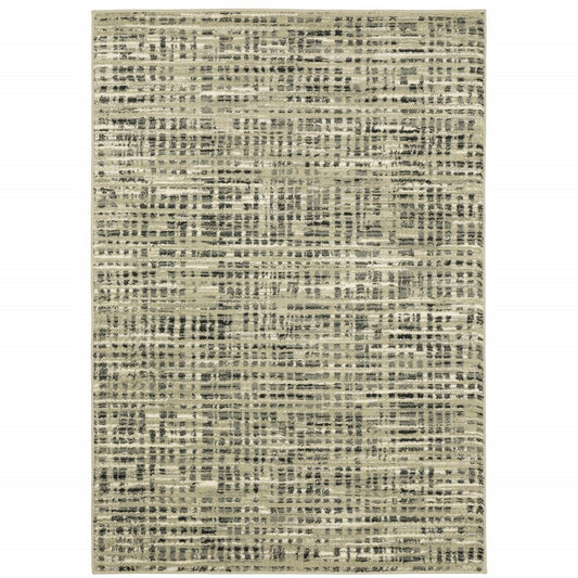 10' X 13' Beige And Gray Geometric Distressed Area Rug