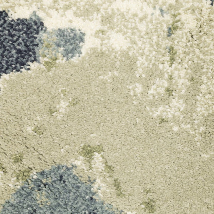 10' X 13' Blue Green And Ivory Abstract Area Rug