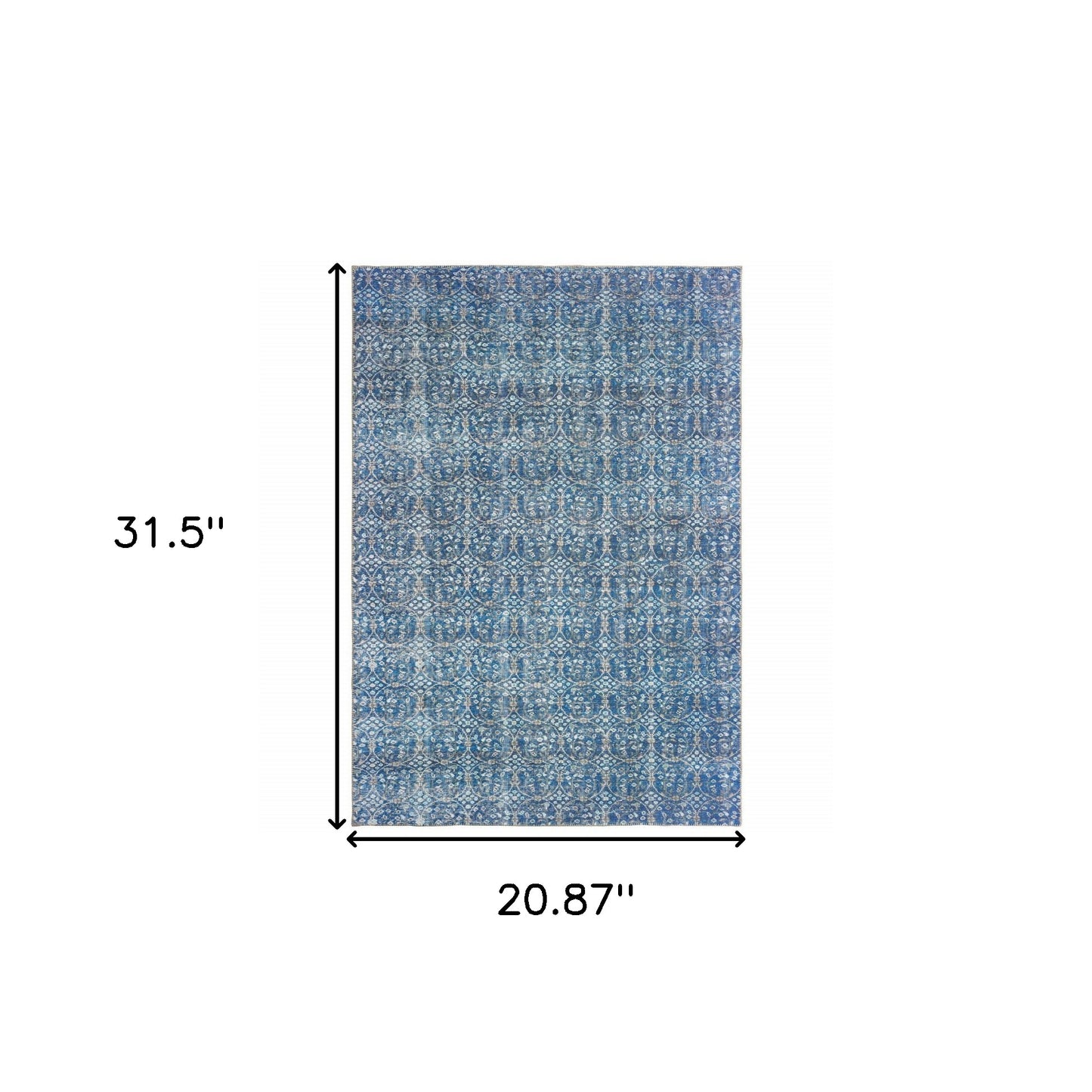 2' X 3' Blue And Brown Floral Power Loom Stain Resistant Area Rug