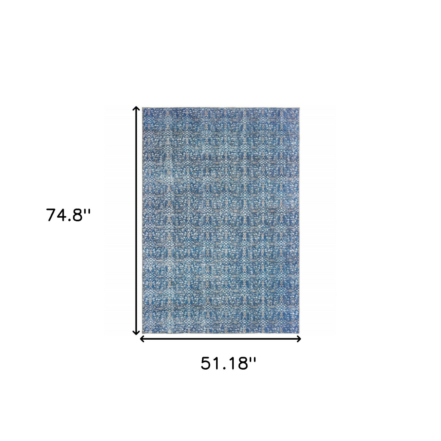 4' X 6' Blue And Brown Floral Power Loom Stain Resistant Area Rug