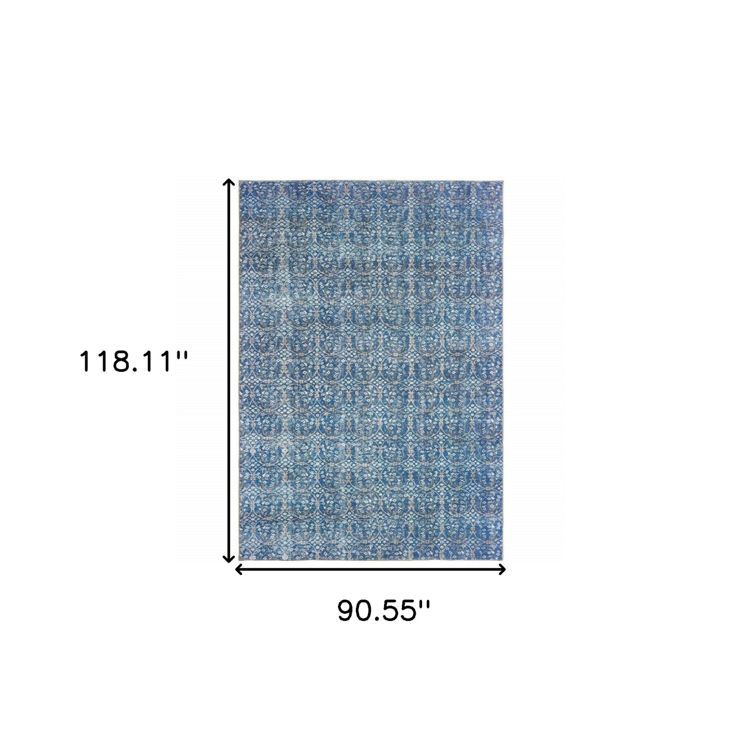 8' X 10' Blue And Brown Floral Power Loom Stain Resistant Area Rug