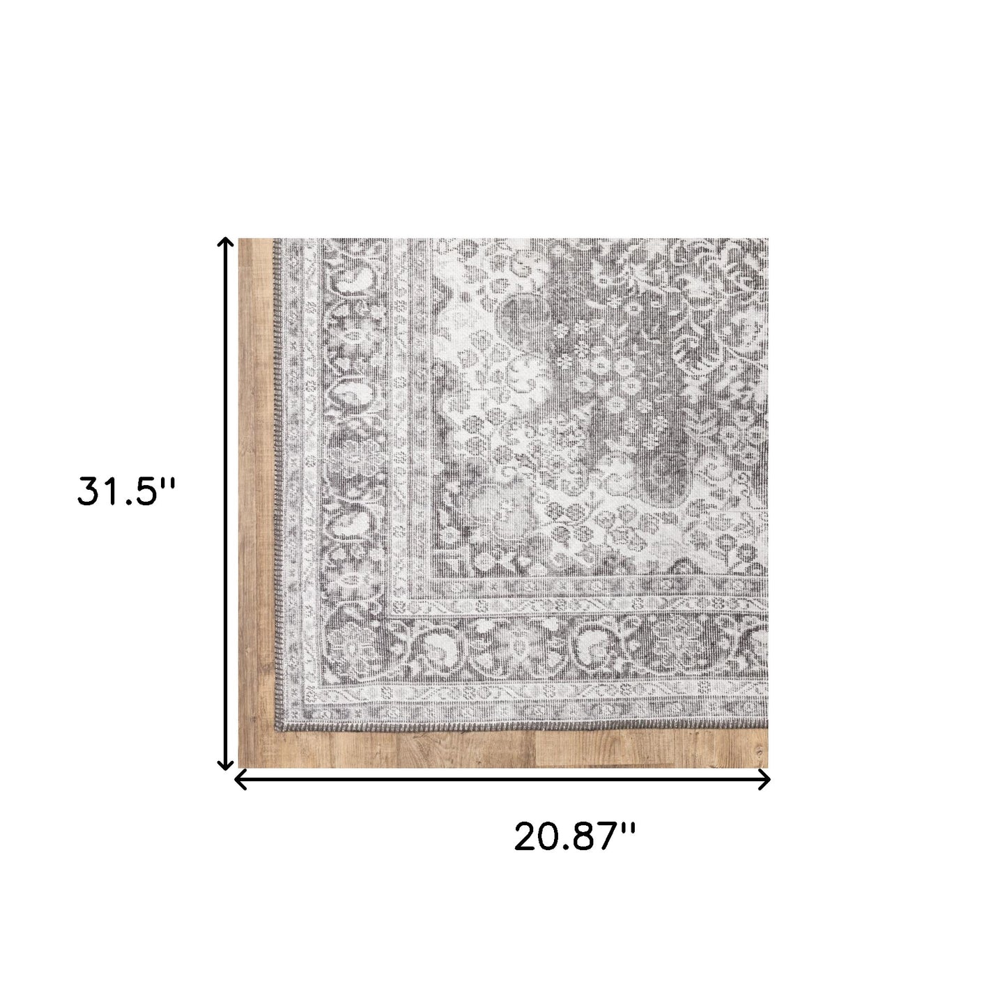 2' X 3' Grey Oriental Power Loom Stain Resistant Area Rug