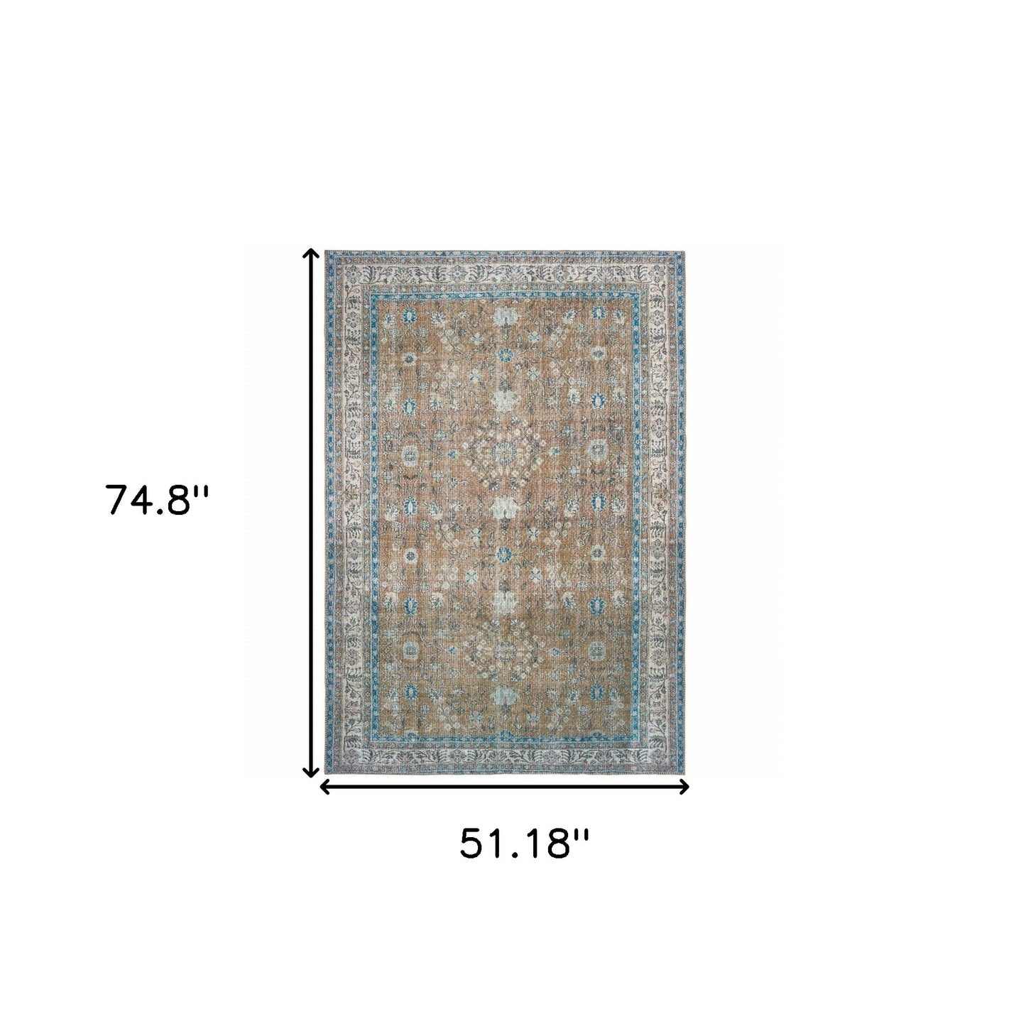 4' X 6' Gold And Grey Oriental Power Loom Stain Resistant Area Rug