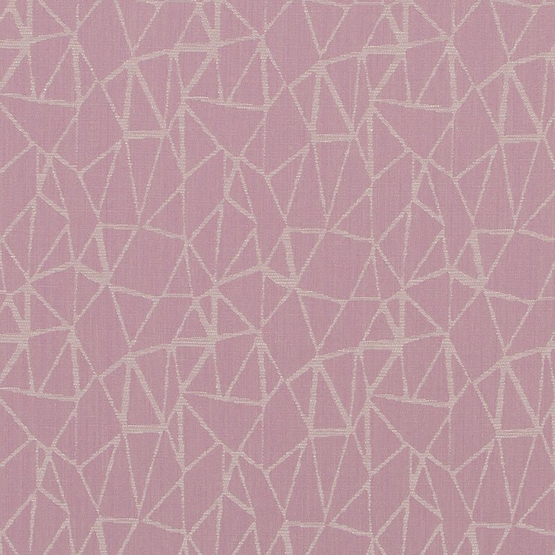 Lavender upholstery fabric with cream geometric triangle pattern and subtle textured lines