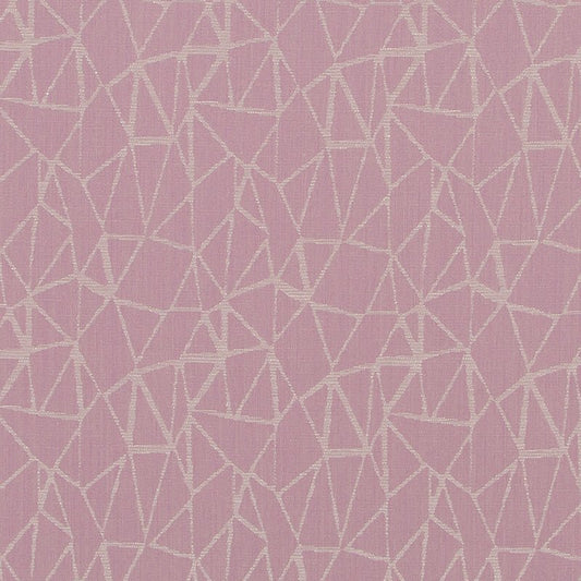 Lavender upholstery fabric with cream geometric triangle pattern and subtle textured lines
