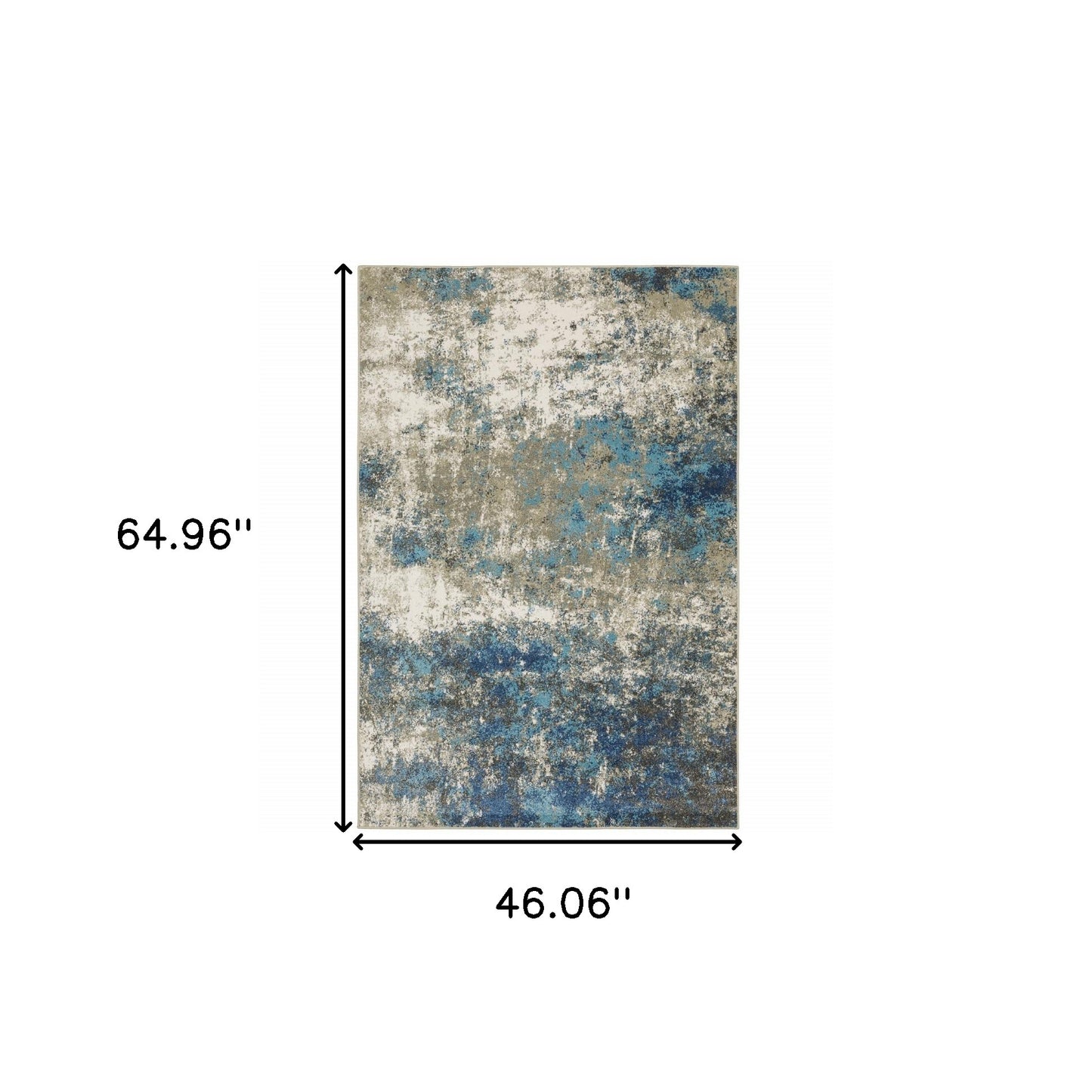 4' X 6' Blue Grey And Beige Abstract Power Loom Stain Resistant Area Rug