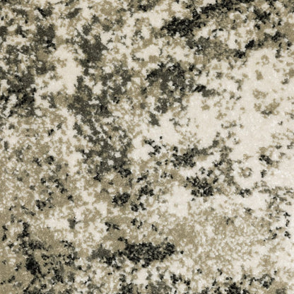 2' X 8' Charcoal Grey And Beige Abstract Power Loom Stain Resistant Runner Rug