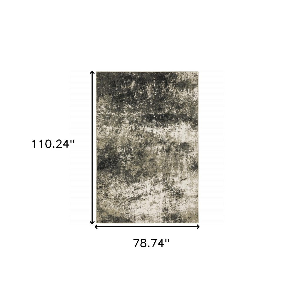 7' X 9' Charcoal And Beige Abstract Area Rug