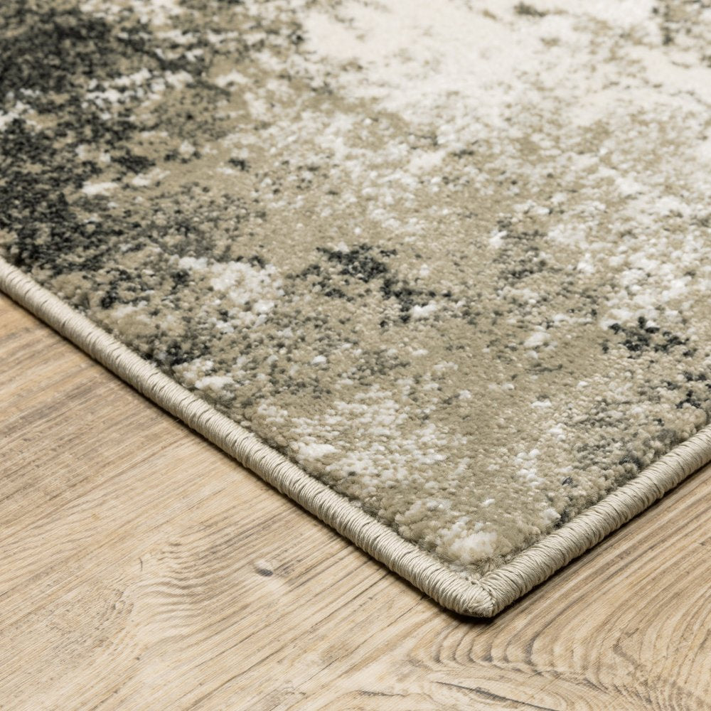 7' X 9' Charcoal And Beige Abstract Area Rug