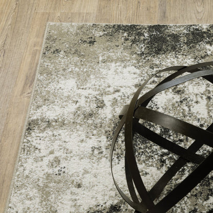 7' X 9' Charcoal And Beige Abstract Area Rug
