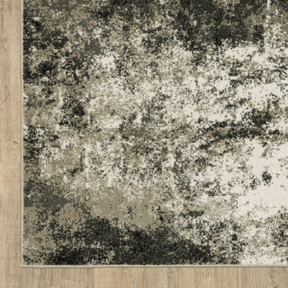 7' X 9' Charcoal And Beige Abstract Area Rug