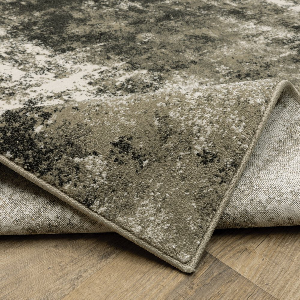 7' X 9' Charcoal And Beige Abstract Area Rug