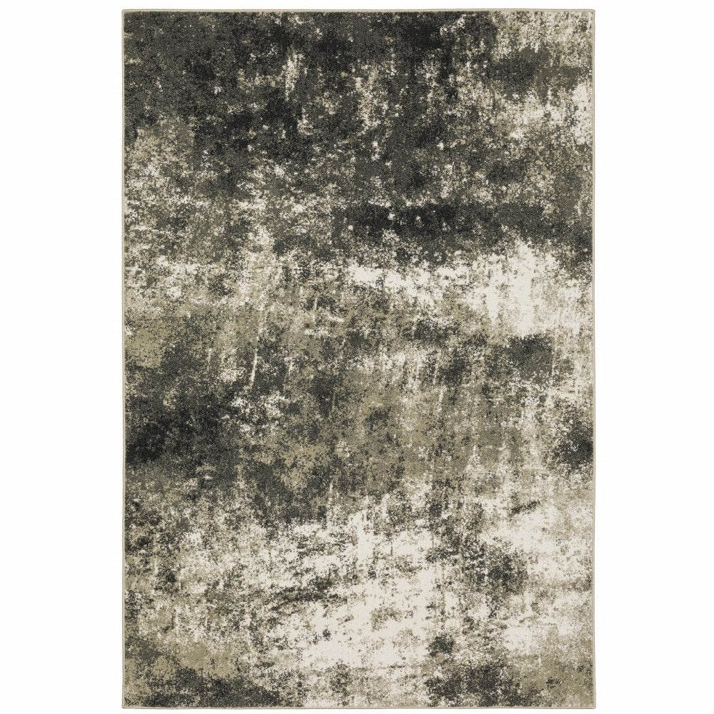 8' X 10' Charcoal And Beige Abstract Area Rug