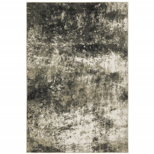 8' X 10' Charcoal And Beige Abstract Area Rug