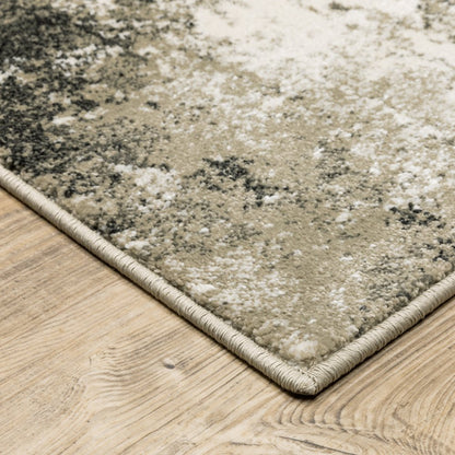 8' X 10' Charcoal And Beige Abstract Area Rug