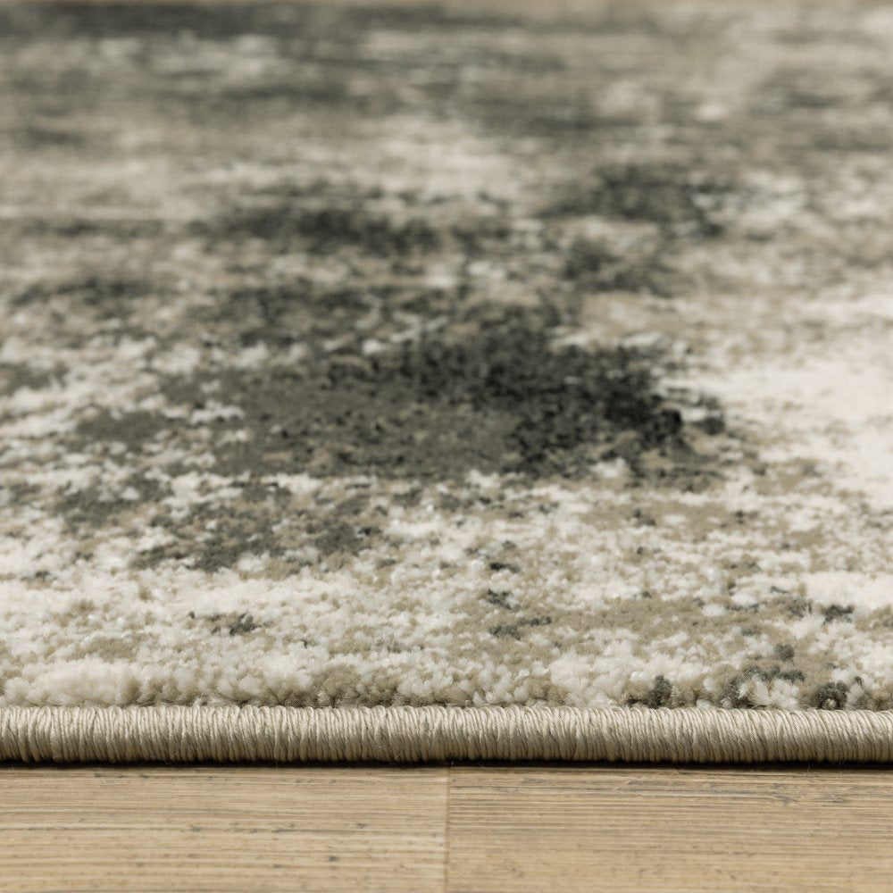 8' X 10' Charcoal And Beige Abstract Area Rug