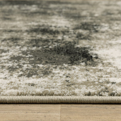 8' X 10' Charcoal And Beige Abstract Area Rug