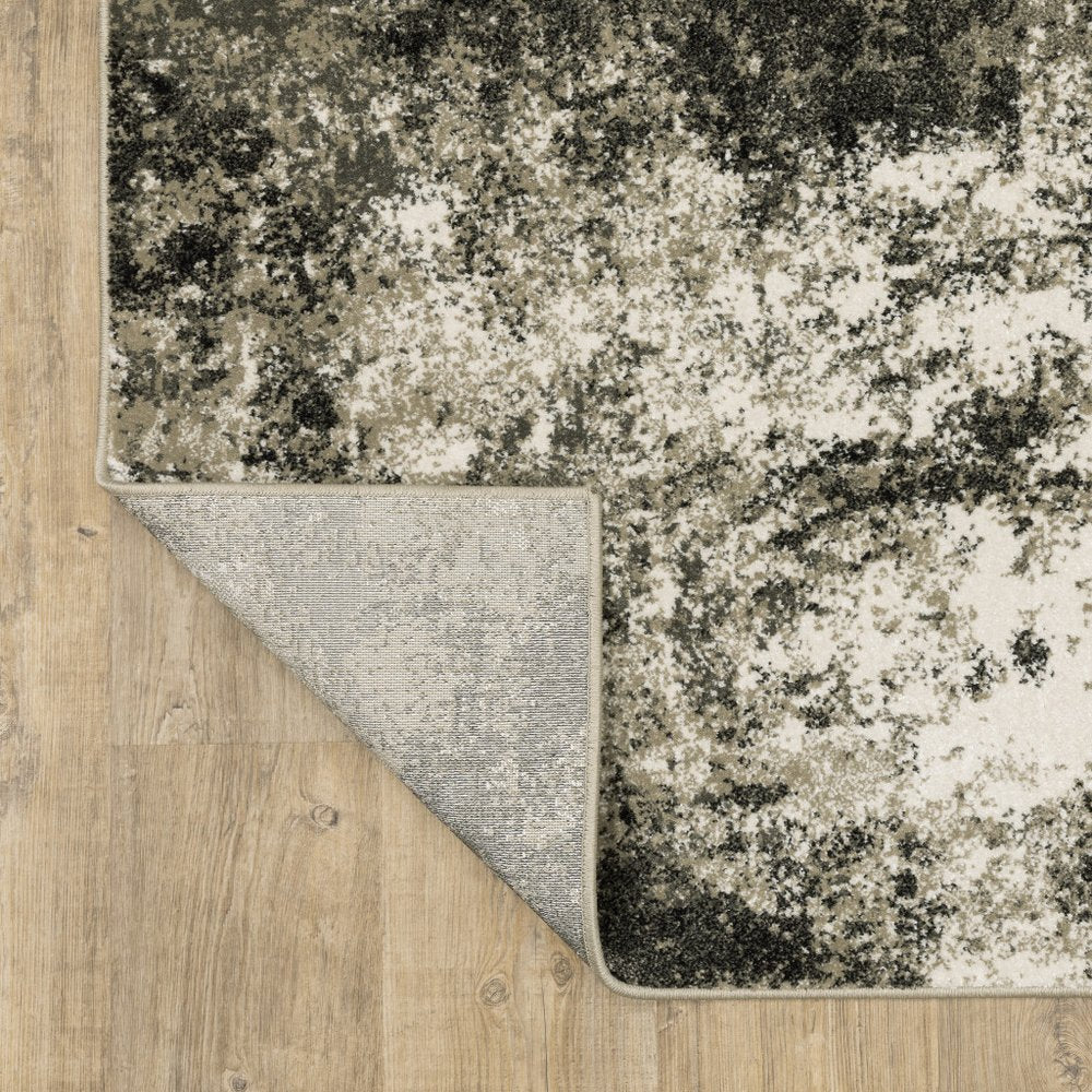 8' X 10' Charcoal And Beige Abstract Area Rug