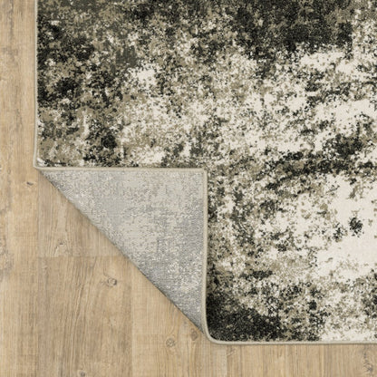 8' X 10' Charcoal And Beige Abstract Area Rug