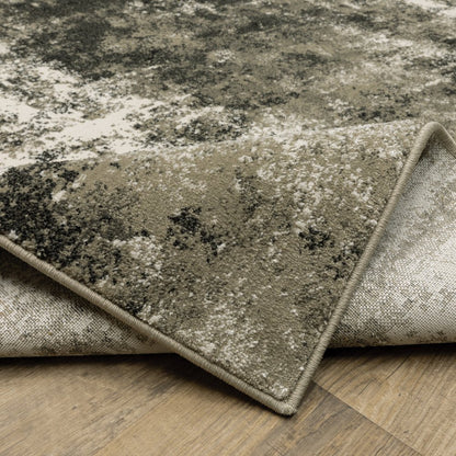 8' X 10' Charcoal And Beige Abstract Area Rug