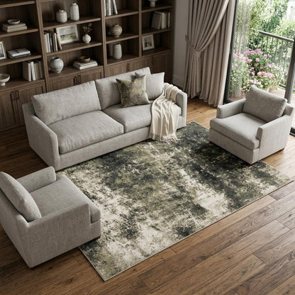 10' X 13' Charcoal And Beige Abstract Area Rug