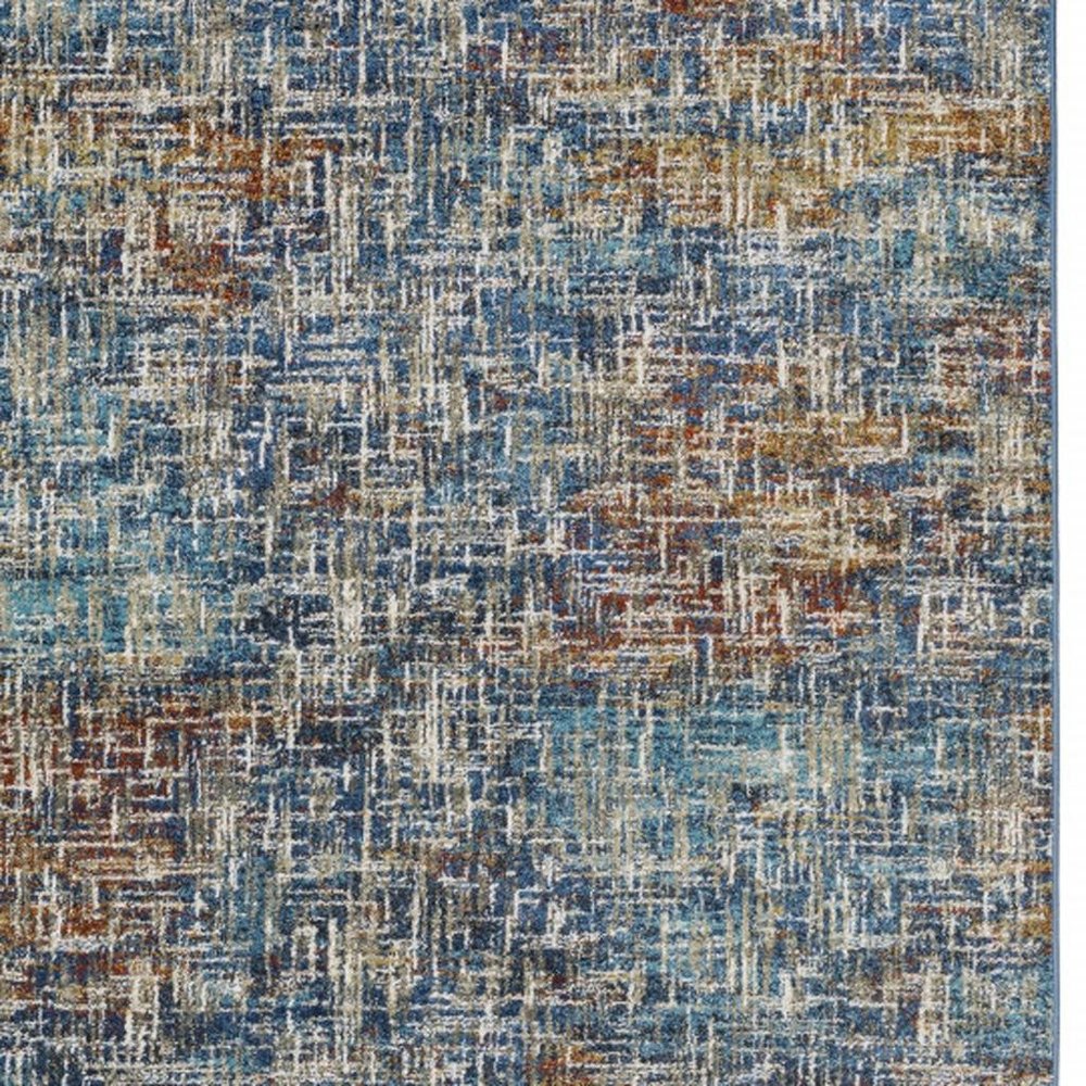 4' X 6' Blue Teal Gold Rust And Beige Abstract Power Loom Stain Resistant Area Rug