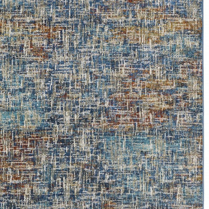 4' X 6' Blue Teal Gold Rust And Beige Abstract Power Loom Stain Resistant Area Rug