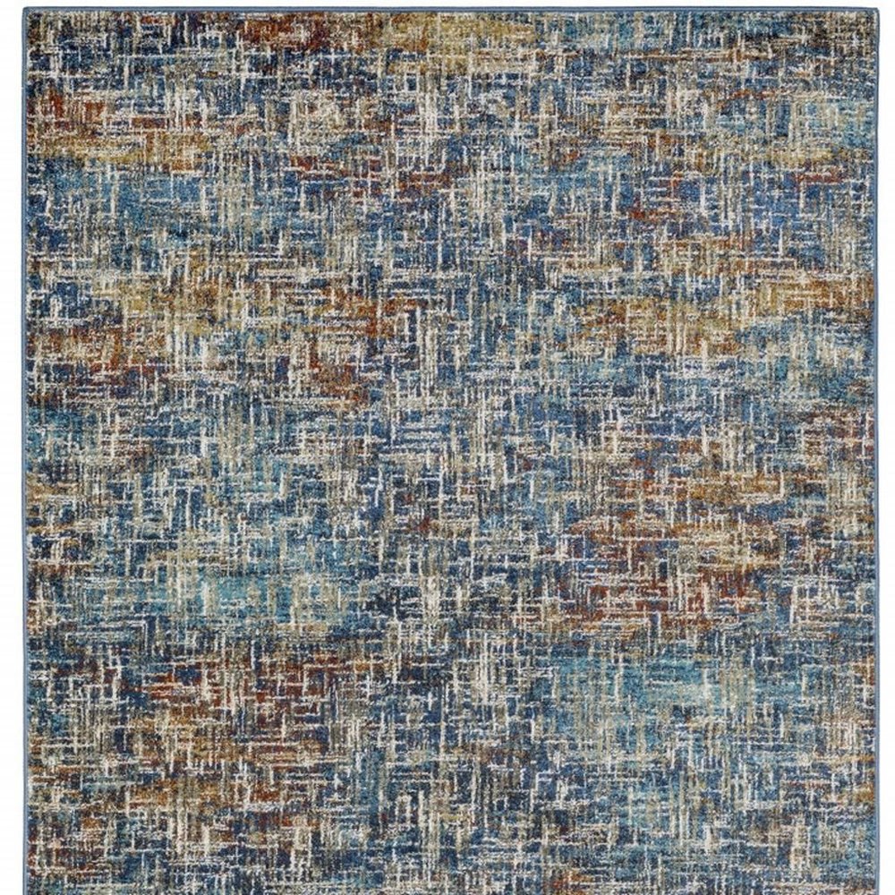 4' X 6' Blue Teal Gold Rust And Beige Abstract Power Loom Stain Resistant Area Rug