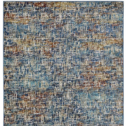 4' X 6' Blue Teal Gold Rust And Beige Abstract Power Loom Stain Resistant Area Rug