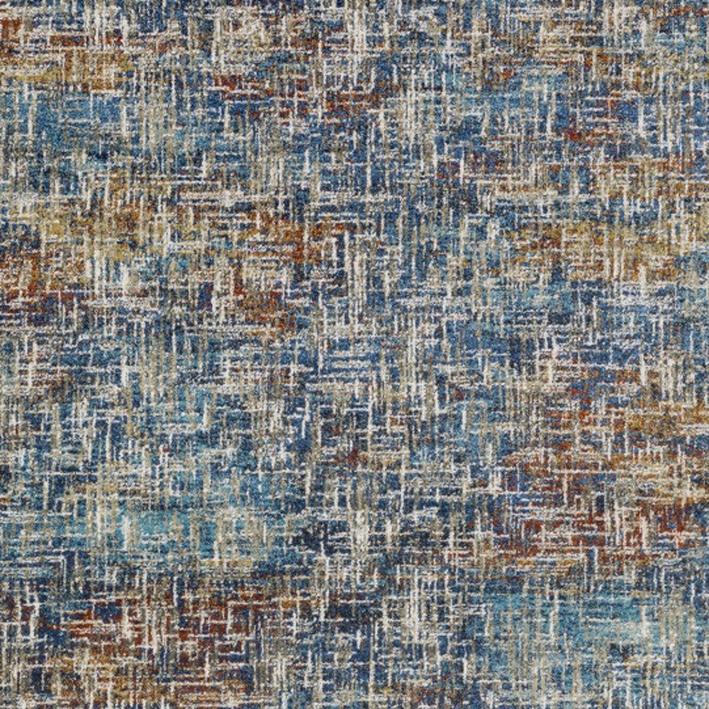 7' X 9' Blue And Beige Abstract Area Rug