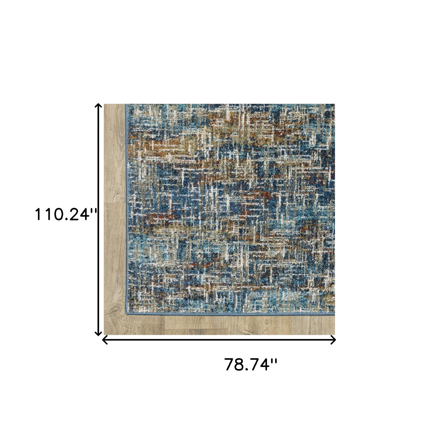 6' X 9' Blue Teal Gold Rust And Beige Abstract Power Loom Stain Resistant Area Rug