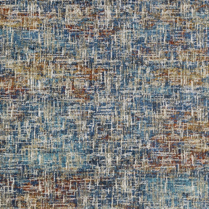 8' X 10' Blue Teal Gold Rust And Beige Abstract Power Loom Stain Resistant Area Rug