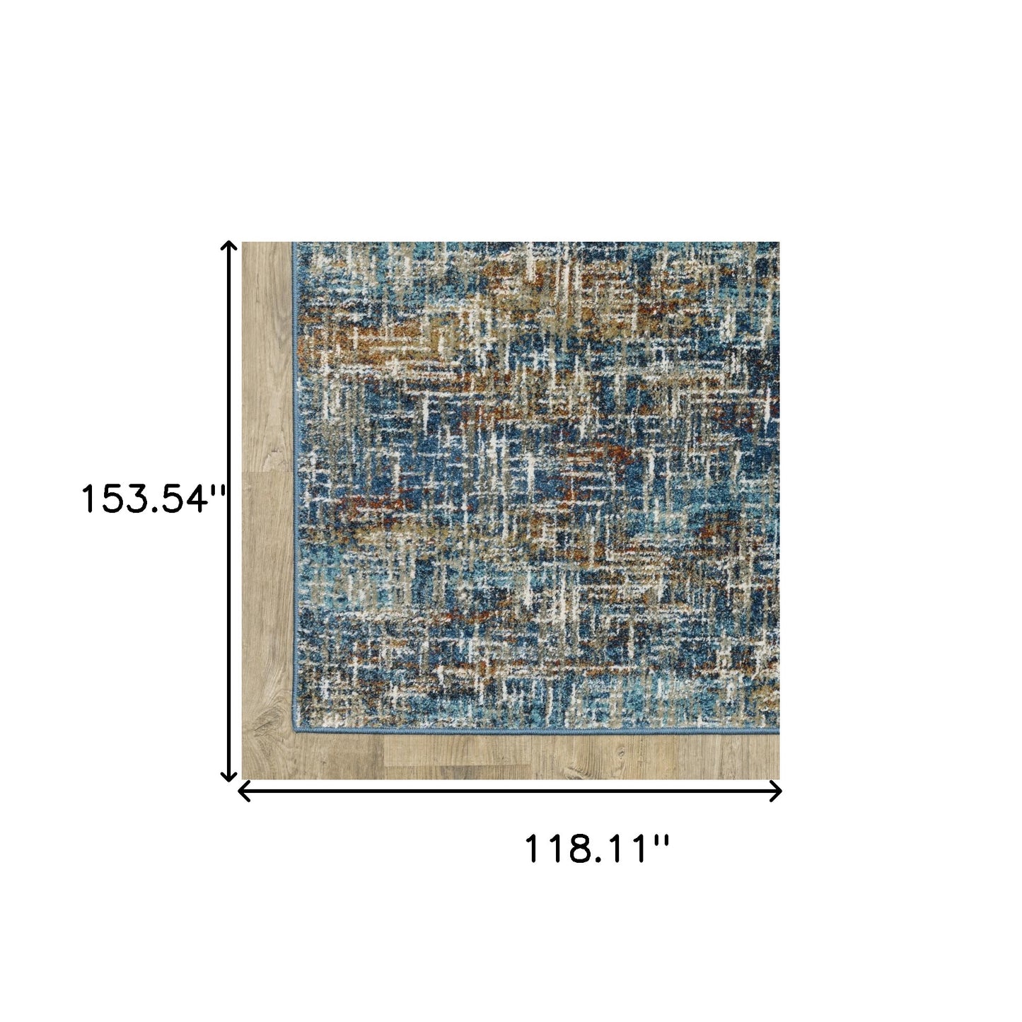 10' X 13' Blue Teal Gold Rust And Beige Abstract Power Loom Stain Resistant Area Rug