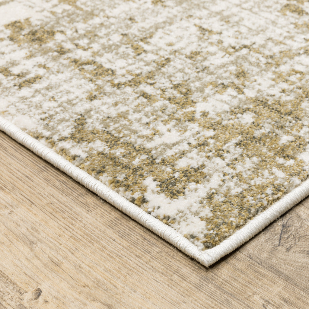 2' X 8' Beige Gold And Grey Abstract Power Loom Stain Resistant Runner Rug