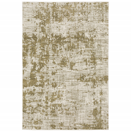 5' X 7' Beige Gold And Grey Abstract Power Loom Stain Resistant Area Rug