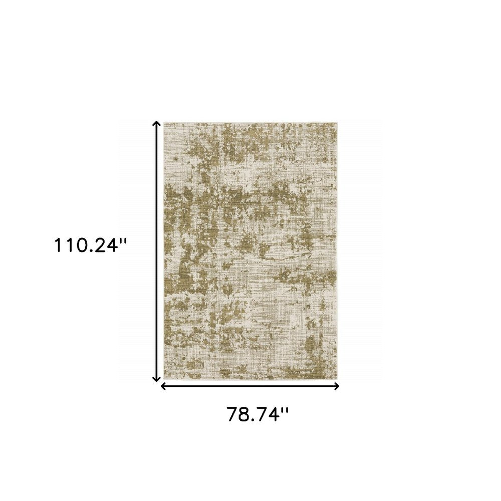 7' X 9' Beige And Ivory Abstract Area Rug
