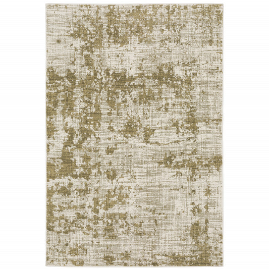 10' X 13' Beige Gold And Grey Abstract Power Loom Stain Resistant Area Rug