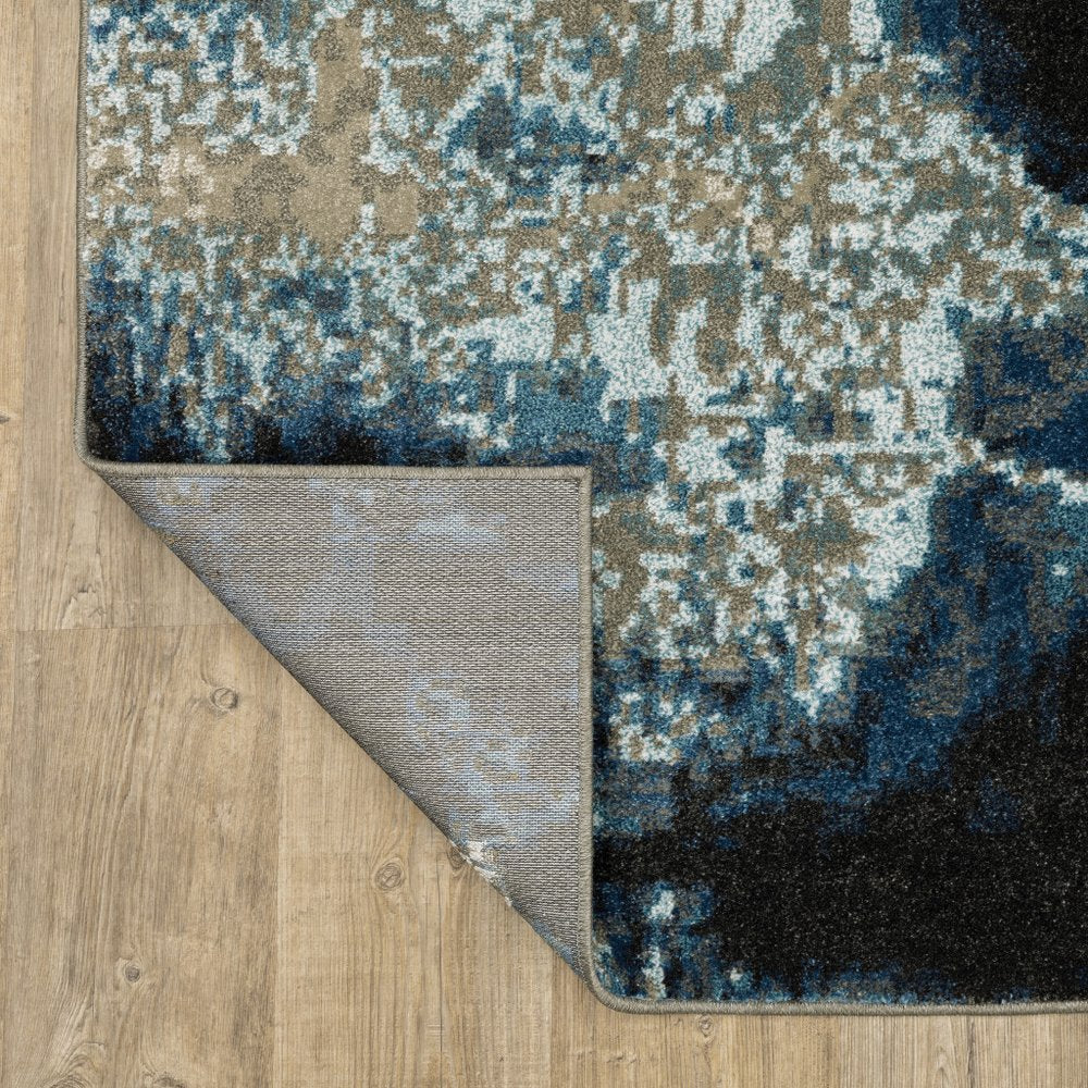 7' X 9' Blue And Beige Abstract Area Rug