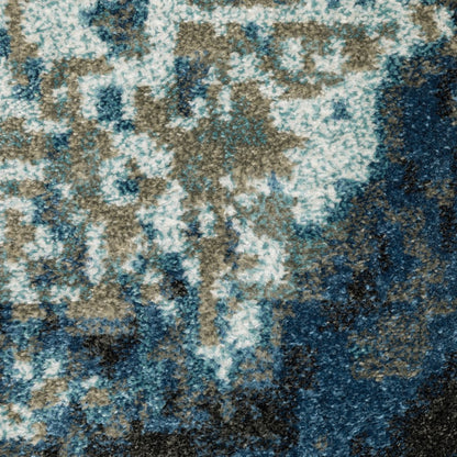 7' X 9' Blue And Beige Abstract Area Rug