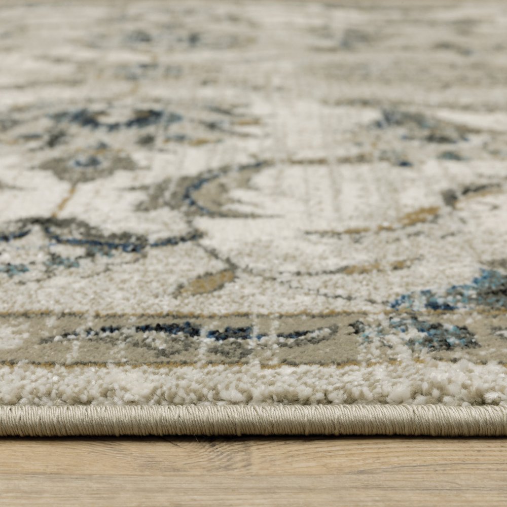 7' X 9' Beige And Gold Oriental Distressed Area Rug
