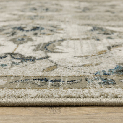 8' X 10' Beige And Gold Oriental Distressed Area Rug