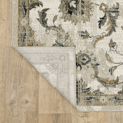 8' X 10' Beige And Gold Oriental Distressed Area Rug