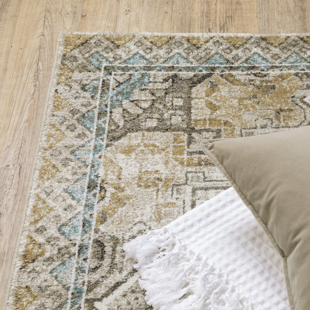 7' X 9' Blue And Gray Oriental Area Rug