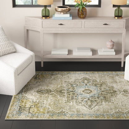 8' X 10' Gray And Blue Oriental Area Rug